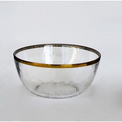 Mintao glass dinner set singing salad bowl with gold rim