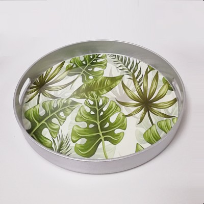 Mintao flamingo plastic cactus tray palm leaf plate round tray